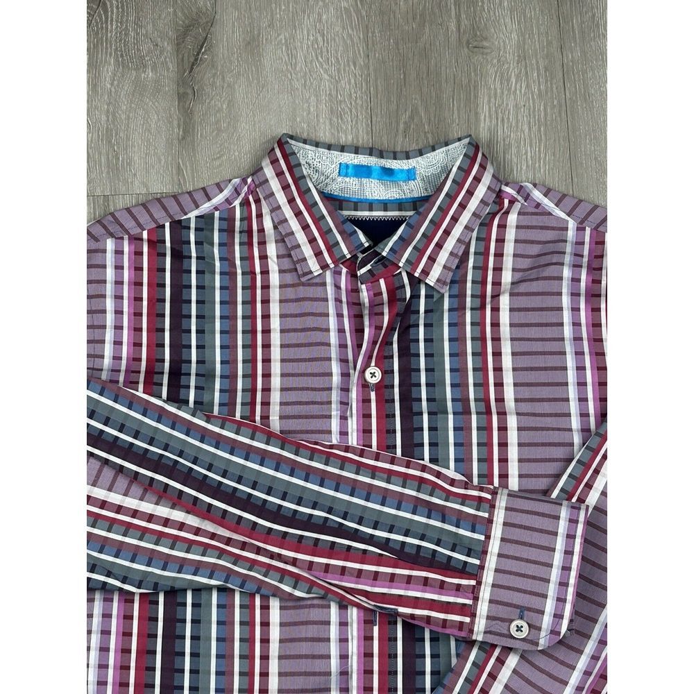 Tommy Bahama Multicolor Stripe Pima Cotton Long Sleeve Button Front Shirt Mens M